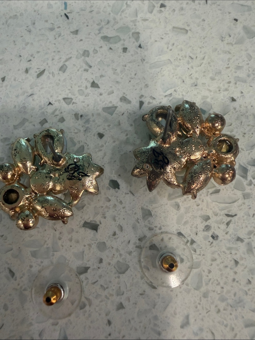 Betsey Johnson Green and Yellow Floral Crystal Stud Earrings - Picture 2 of 3